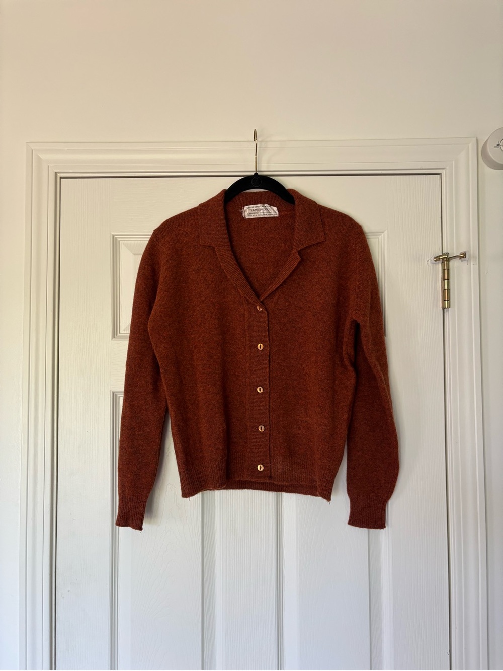 Edinburgh Woollen Mills Collared Button-Front Women’s Cardigan in Rust